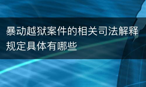暴动越狱案件的相关司法解释规定具体有哪些