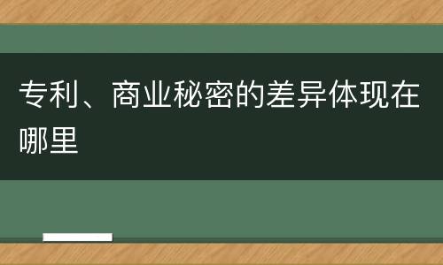 专利、商业秘密的差异体现在哪里