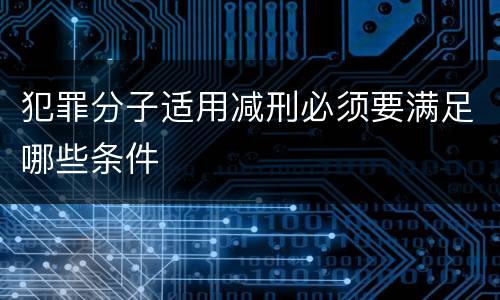犯罪分子适用减刑必须要满足哪些条件