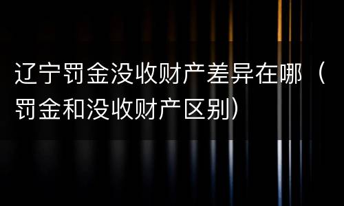 辽宁罚金没收财产差异在哪（罚金和没收财产区别）