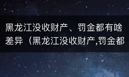 黑龙江没收财产、罚金都有啥差异（黑龙江没收财产,罚金都有啥差异呢）