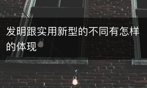 发明跟实用新型的不同有怎样的体现