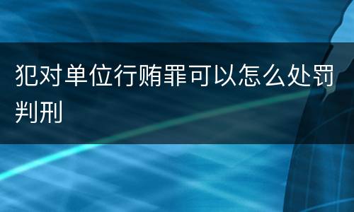 犯对单位行贿罪可以怎么处罚判刑