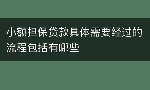 小额担保贷款具体需要经过的流程包括有哪些