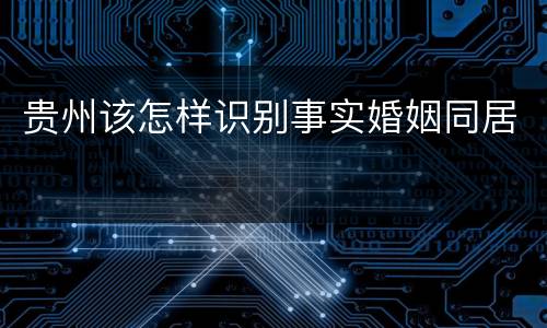 贵州该怎样识别事实婚姻同居