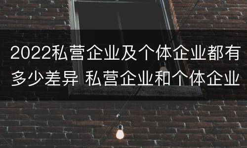 2022私营企业及个体企业都有多少差异 私营企业和个体企业的区别
