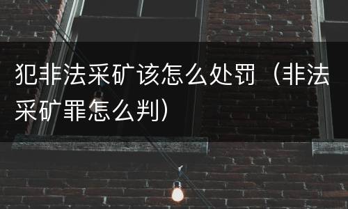 犯非法采矿该怎么处罚（非法采矿罪怎么判）