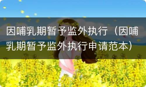 因哺乳期暂予监外执行（因哺乳期暂予监外执行申请范本）