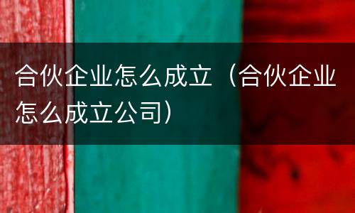 合伙企业怎么成立（合伙企业怎么成立公司）