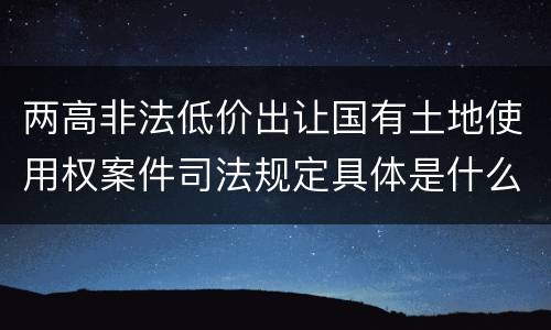 两高非法低价出让国有土地使用权案件司法规定具体是什么