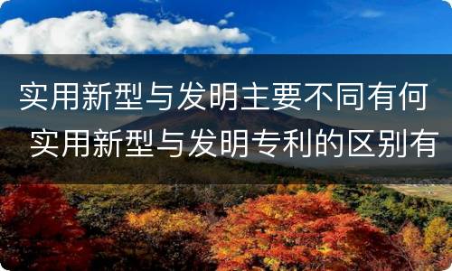 实用新型与发明主要不同有何 实用新型与发明专利的区别有哪些