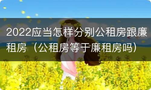 2022应当怎样分别公租房跟廉租房（公租房等于廉租房吗）