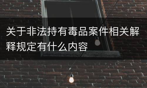 关于非法持有毒品案件相关解释规定有什么内容