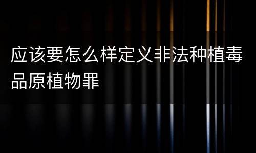 应该要怎么样定义非法种植毒品原植物罪
