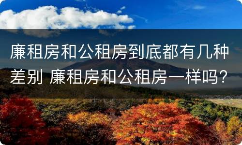廉租房和公租房到底都有几种差别 廉租房和公租房一样吗?