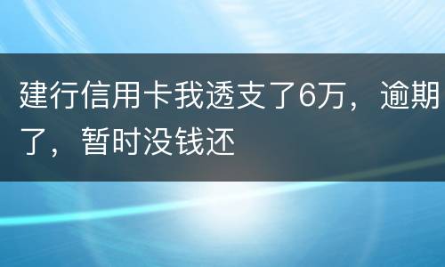 建行信用卡我透支了6万，逾期了，暂时没钱还