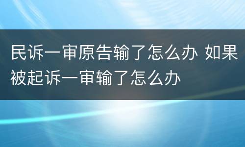 民诉一审原告输了怎么办 如果被起诉一审输了怎么办