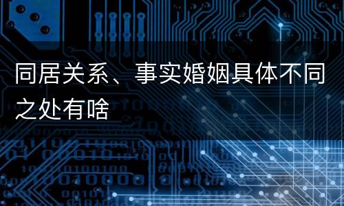 同居关系、事实婚姻具体不同之处有啥