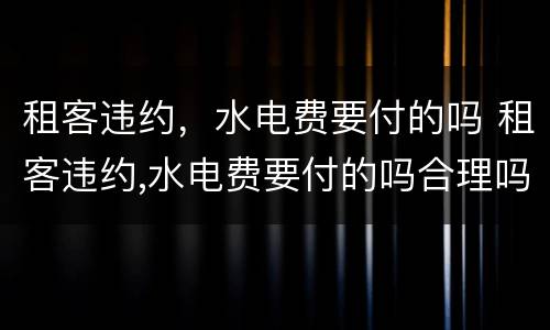 租客违约，水电费要付的吗 租客违约,水电费要付的吗合理吗