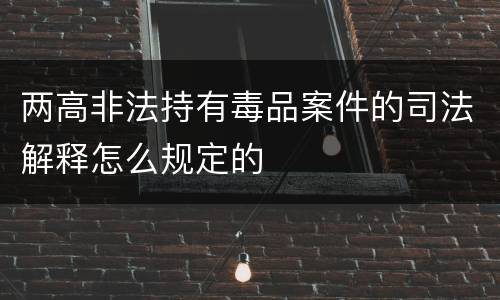 两高非法持有毒品案件的司法解释怎么规定的