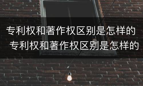 专利权和著作权区别是怎样的 专利权和著作权区别是怎样的形式