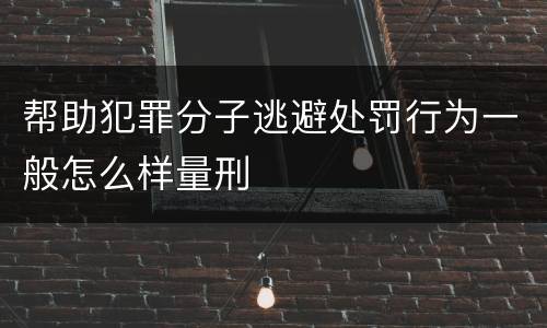 帮助犯罪分子逃避处罚行为一般怎么样量刑