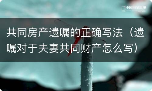 共同房产遗嘱的正确写法（遗嘱对于夫妻共同财产怎么写）