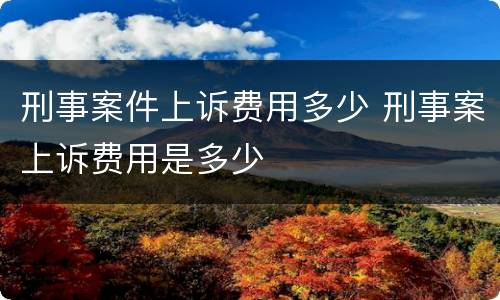 刑事案件上诉费用多少 刑事案上诉费用是多少