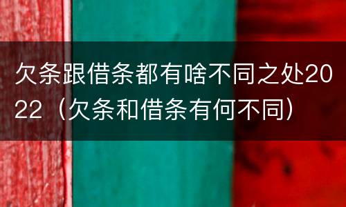 欠条跟借条都有啥不同之处2022（欠条和借条有何不同）