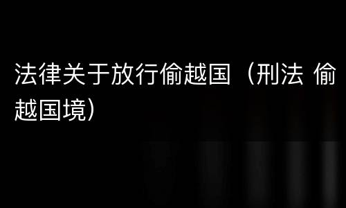 法律关于放行偷越国（刑法 偷越国境）