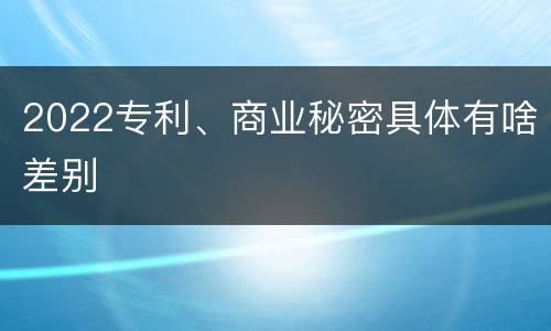 2022专利、商业秘密具体有啥差别