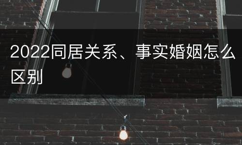 2022同居关系、事实婚姻怎么区别
