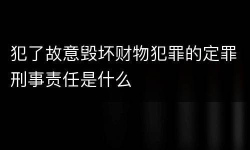 犯了故意毁坏财物犯罪的定罪刑事责任是什么