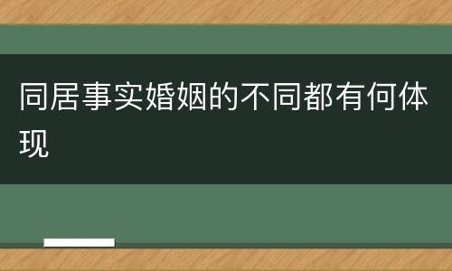同居事实婚姻的不同都有何体现