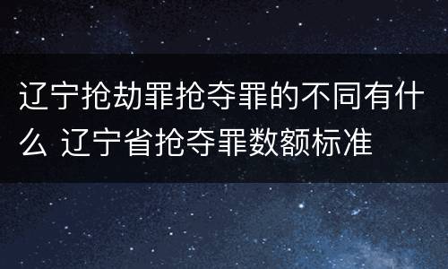 辽宁抢劫罪抢夺罪的不同有什么 辽宁省抢夺罪数额标准