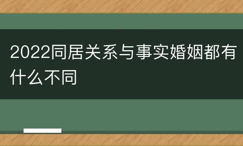 2022同居关系与事实婚姻都有什么不同