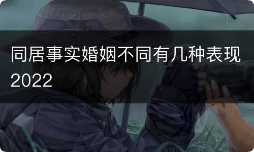 同居事实婚姻不同有几种表现2022