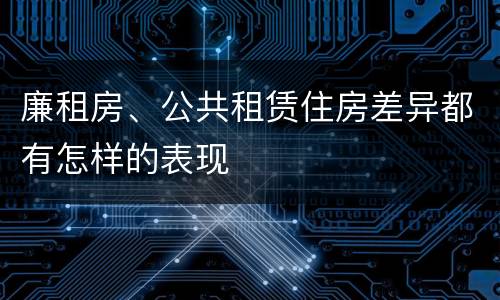 廉租房、公共租赁住房差异都有怎样的表现