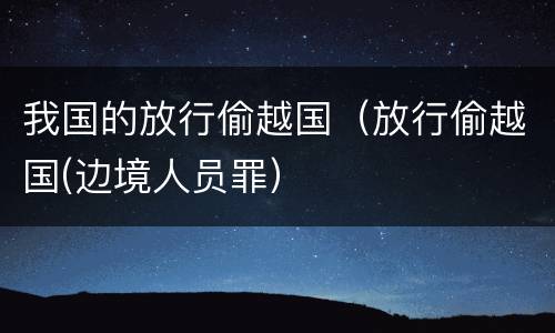 我国的放行偷越国（放行偷越国(边境人员罪）