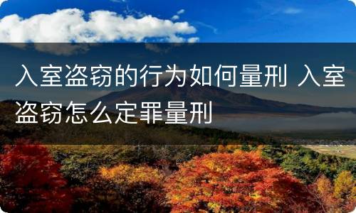 入室盗窃的行为如何量刑 入室盗窃怎么定罪量刑