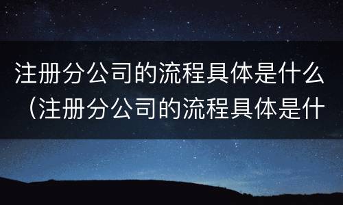 注册分公司的流程具体是什么（注册分公司的流程具体是什么呢）