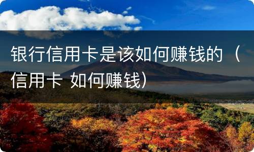 银行信用卡是该如何赚钱的（信用卡 如何赚钱）