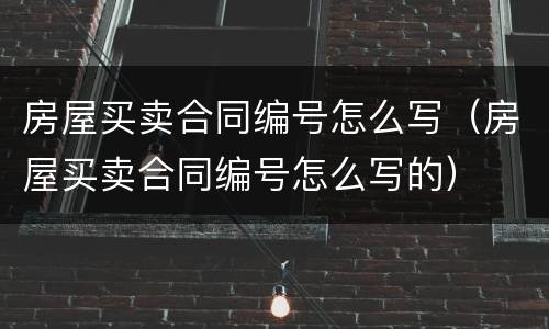 房屋买卖合同编号怎么写（房屋买卖合同编号怎么写的）