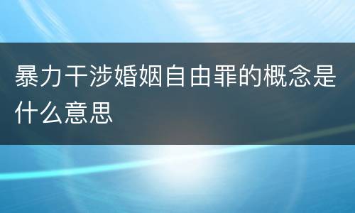 暴力干涉婚姻自由罪的概念是什么意思