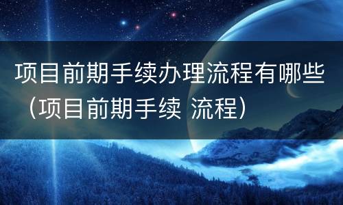 项目前期手续办理流程有哪些（项目前期手续 流程）