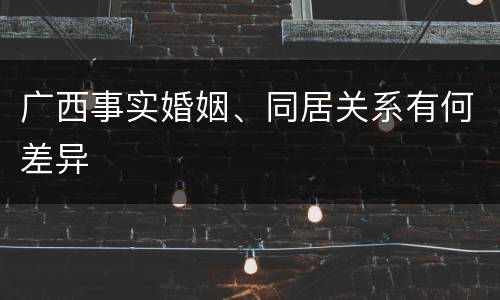 广西事实婚姻、同居关系有何差异