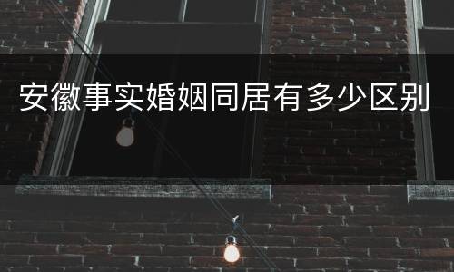 安徽事实婚姻同居有多少区别