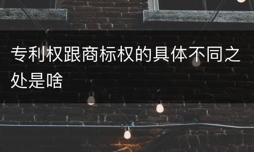专利权跟商标权的具体不同之处是啥
