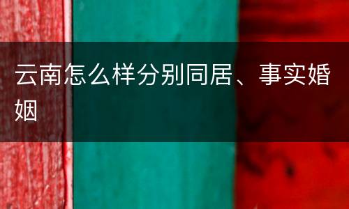 云南怎么样分别同居、事实婚姻