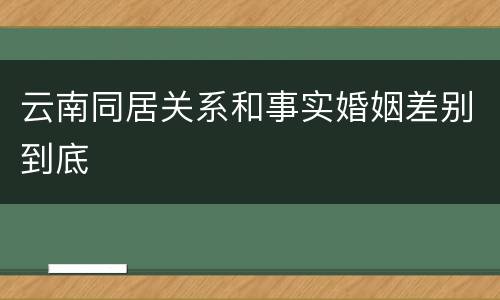 云南同居关系和事实婚姻差别到底